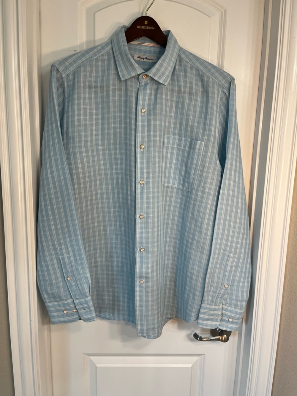 Tommy Bahama Light Blue Plaid Button-Down Shirt